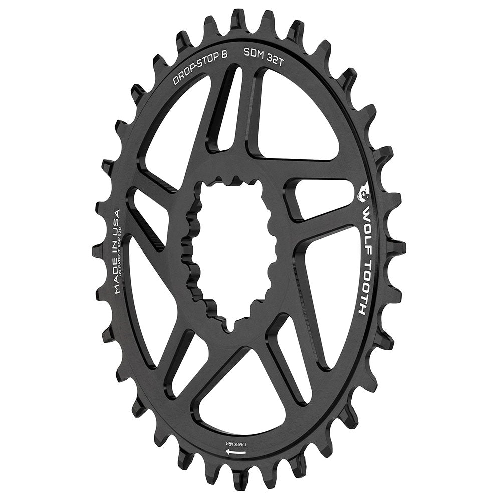 Wolf Tooth Direct Mount Chainring - 30t SRAM Direct Mount Drop-Stop B For BB30 Short Spindle Cranksets 0mm Offset BLK