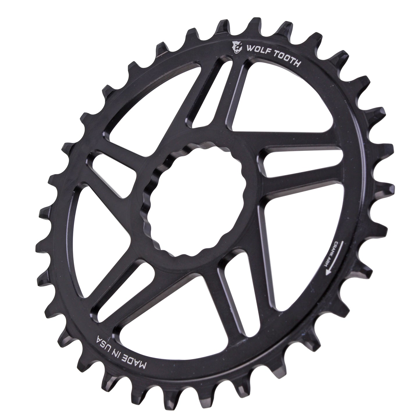 Wolf Tooth Direct Mount Chainring - 34t RaceFace CINCH Direct Mount Boost 3mm Offset Drop-Stop ST Requires 12-Speed HG+ Chain BLK