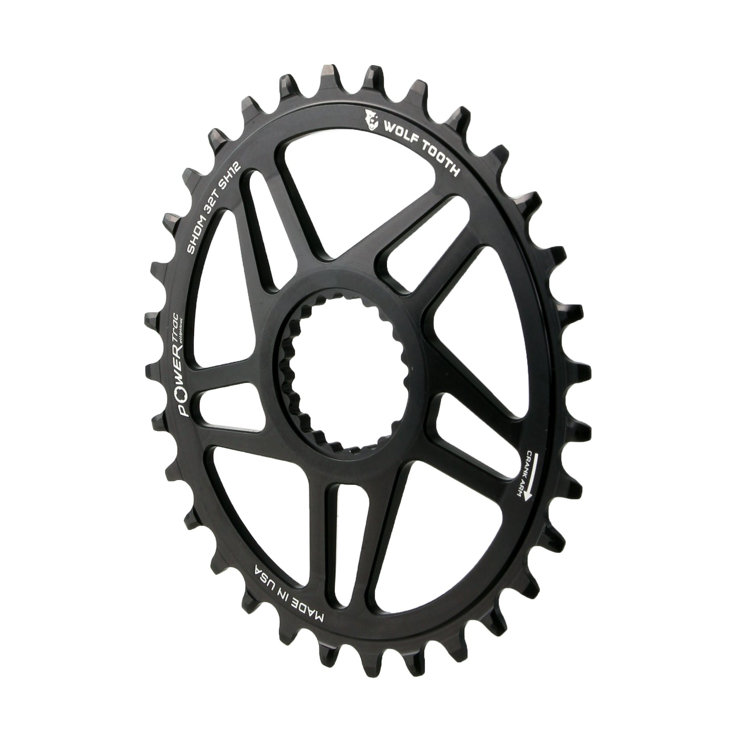 Wolf Tooth Elliptical Direct Mount Chainring - 32t Shimano DM Boost 3mm Offset Drop-Stop ST Requires 12-Speed HG+ Chain BLK