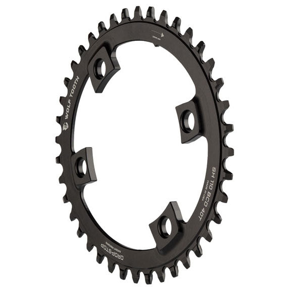 Wolf Tooth Elliptical Shimano 110 Asymmetric BCD Chainring - 40t 110 Asymmetric BCD 4-Bolt Drop-Stop B For Shimano Cranks BLK