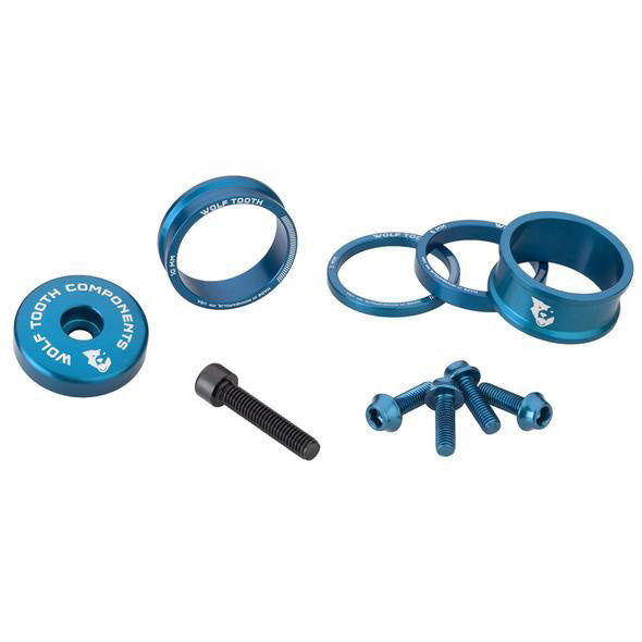 Wolf Tooth BlingKit: Headset Spacer Kit 3 510 15mm Blue