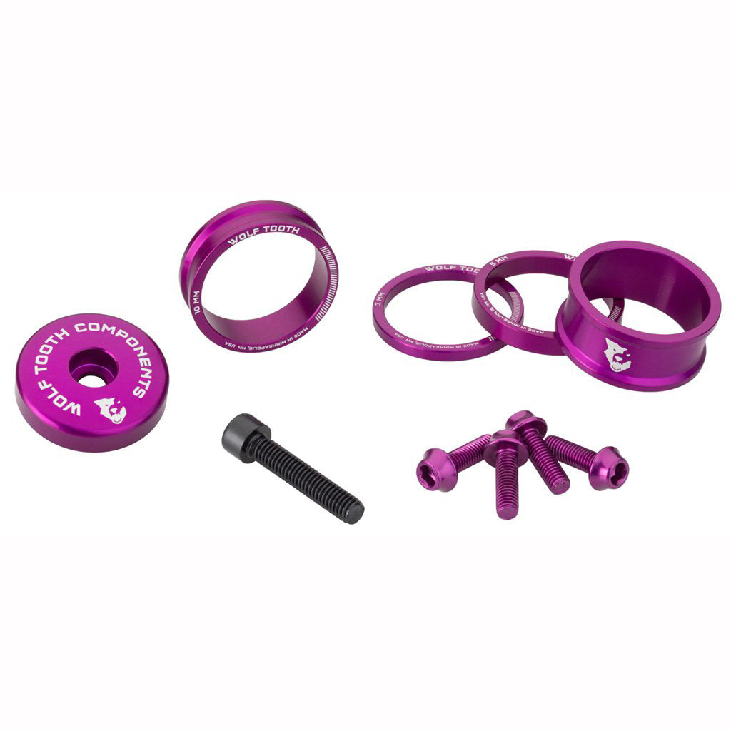 Wolf Tooth BlingKit: Headset Spacer Kit 3 510 15mm Purple