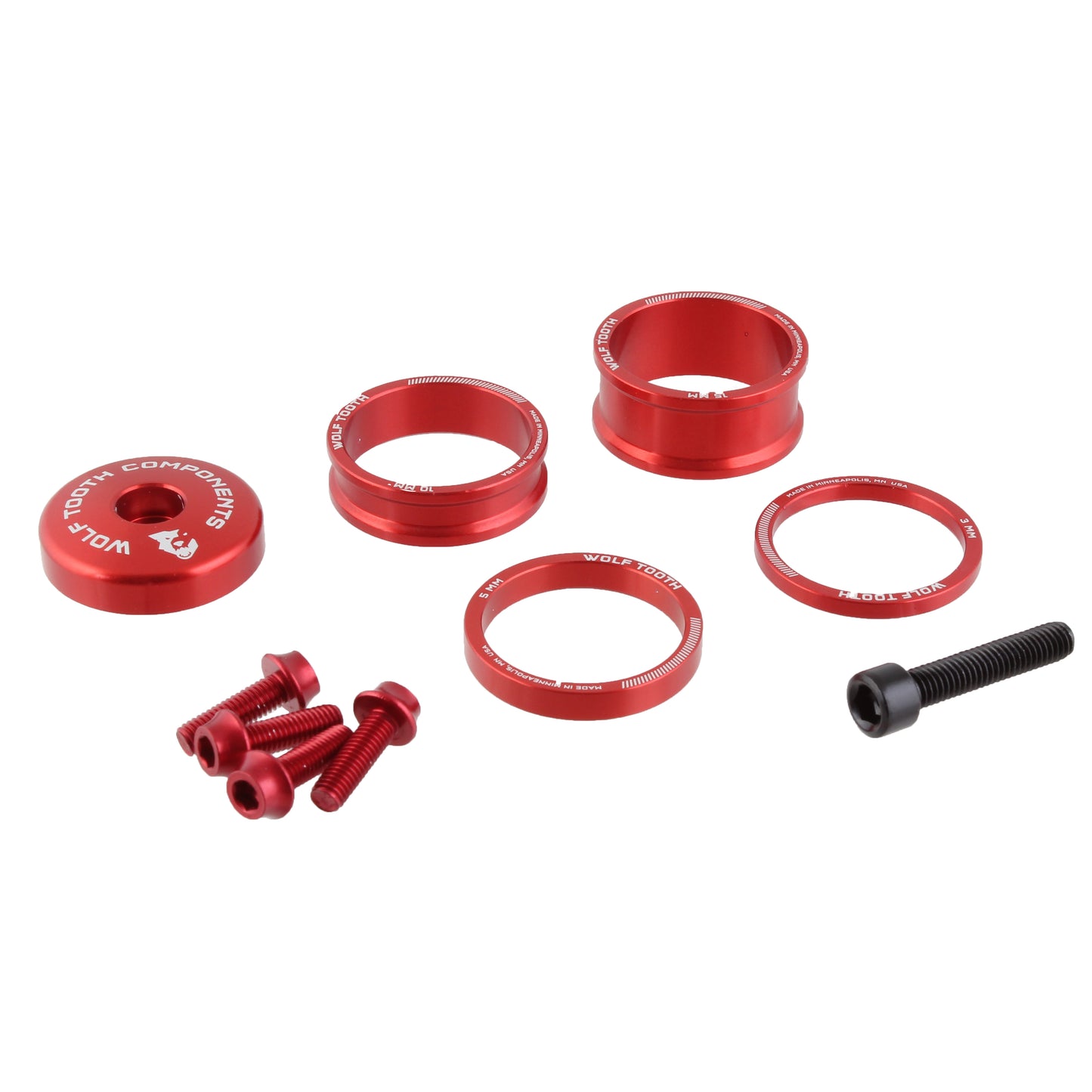 Wolf Tooth BlingKit: Headset Spacer Kit 3 510 15mm Red