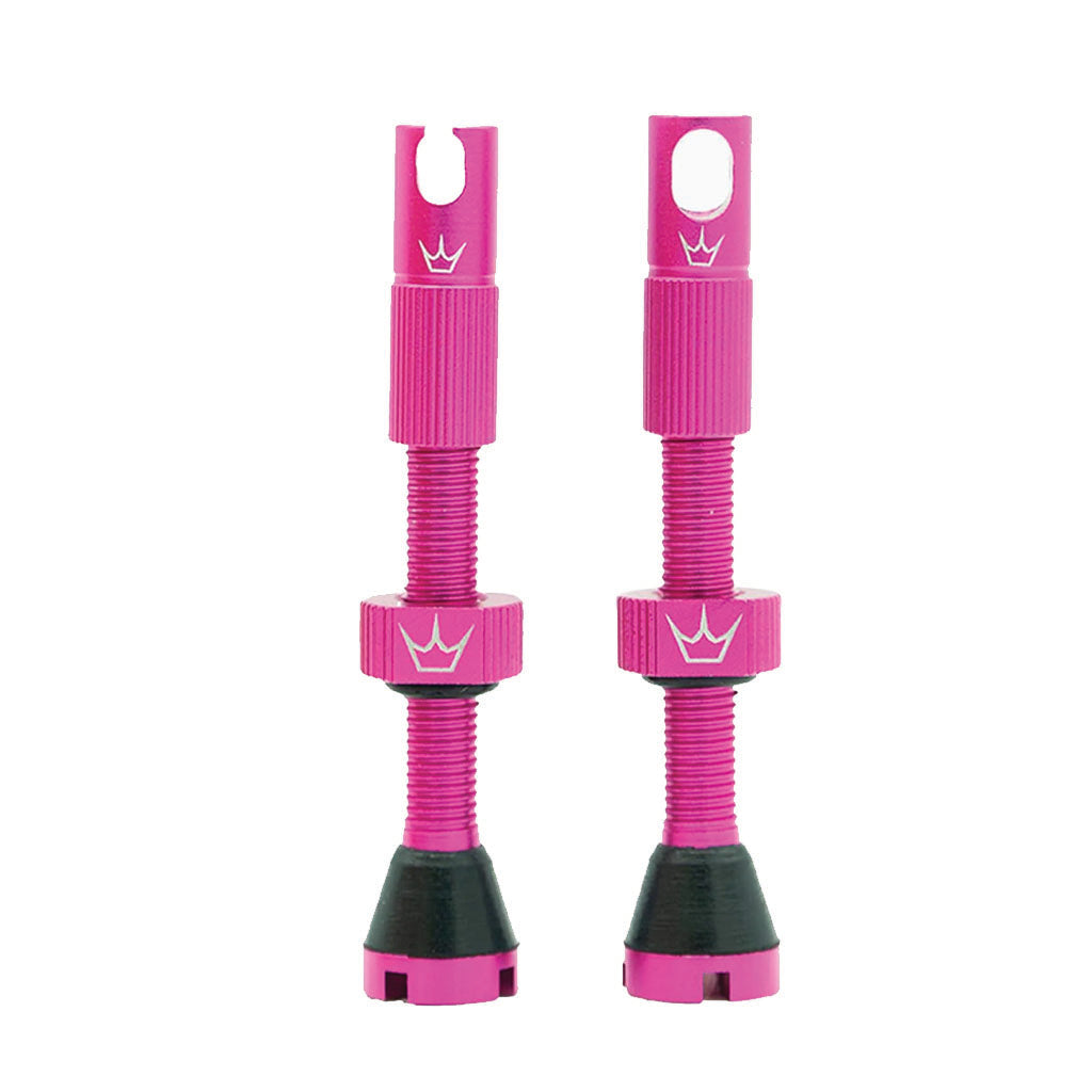 Peatys Alloy Presta Valve Stem 42mm Pair Punch (Pink)