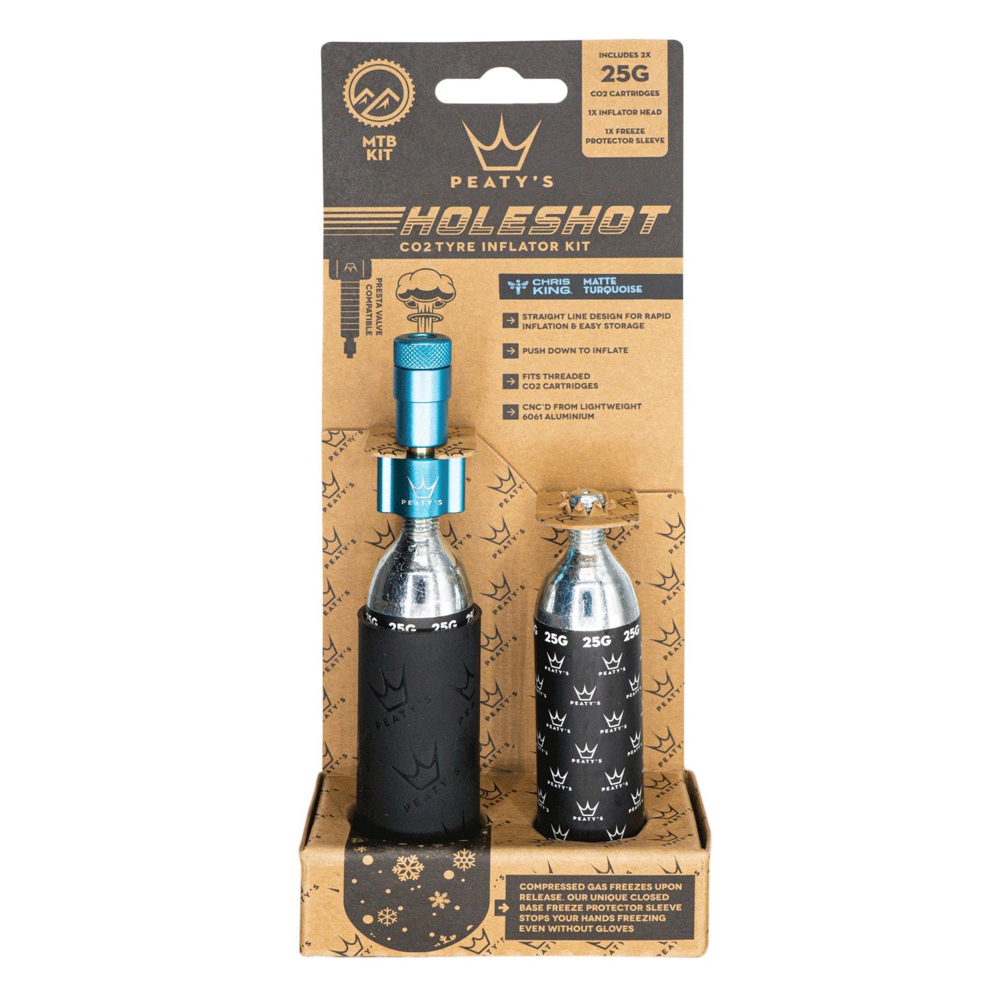 Peatys Holeshot CO2 MTN Tire Inflator w/Cart Turquoise