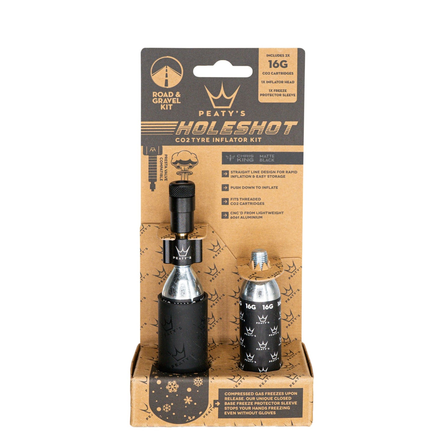 Peaty's Holeshot CO2 Gravel/Road Inflator w/Cart Black