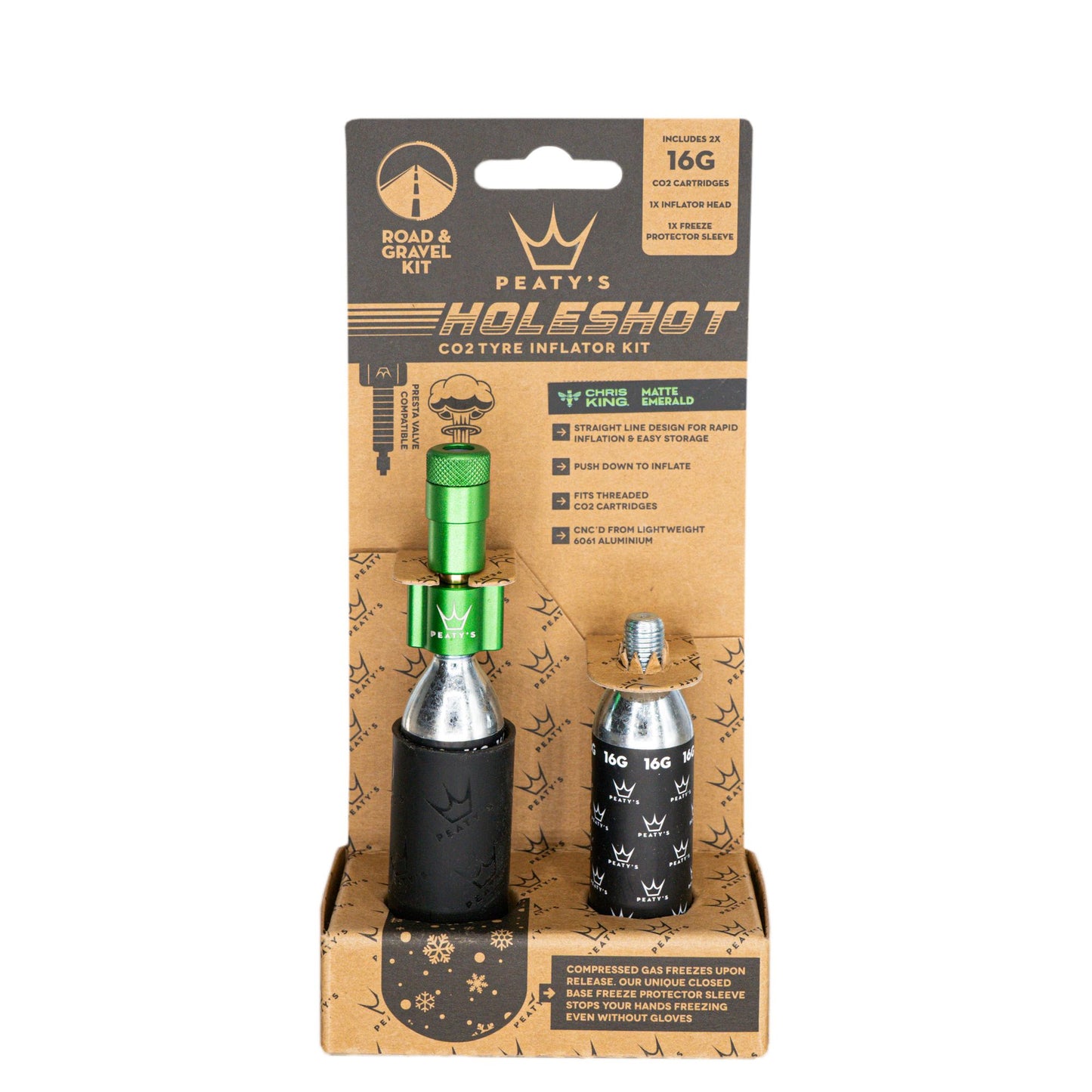 Peatys Holeshot CO2 Gravel/Road Inflator w/Cart Emerld