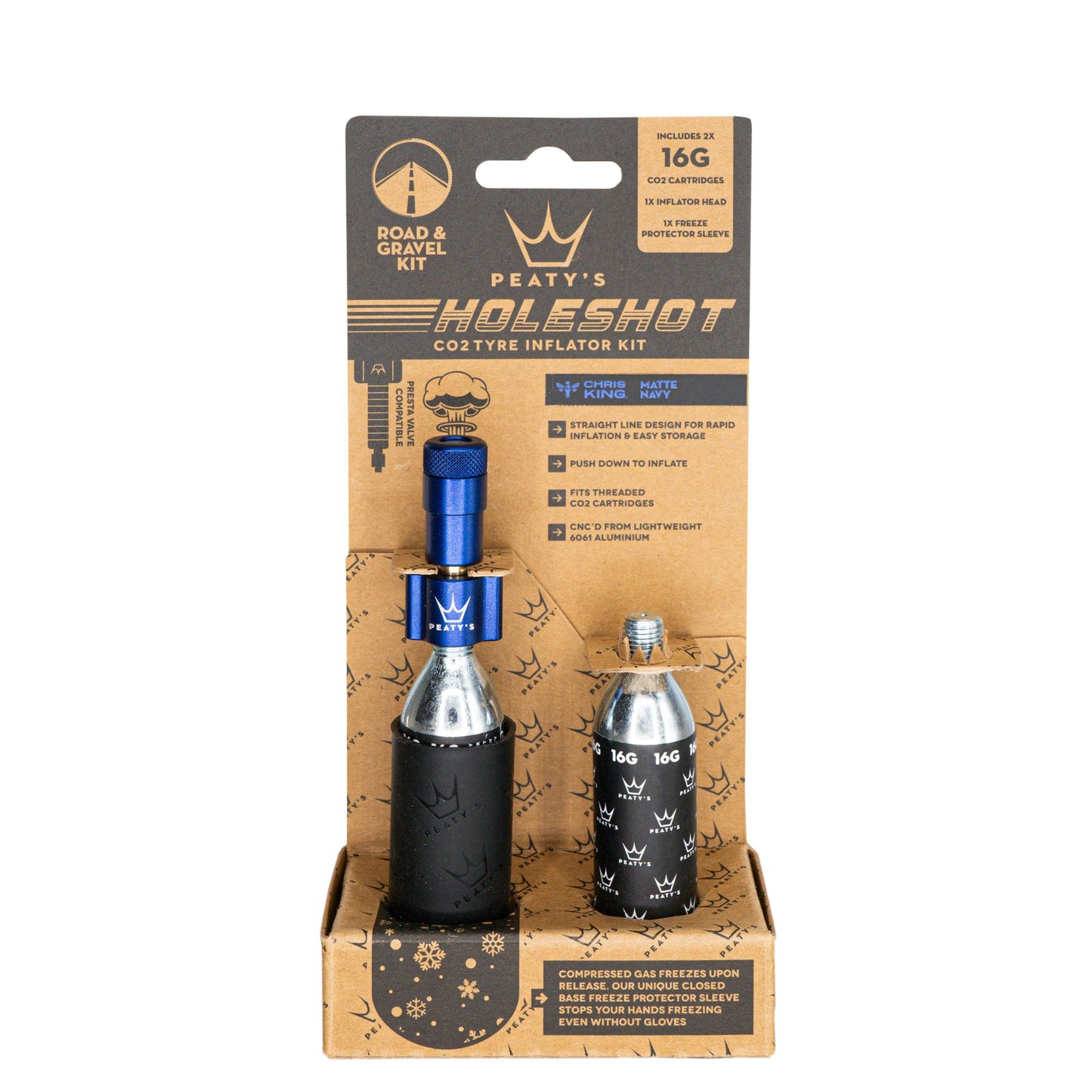 Peaty's Holeshot CO2 Gravel/Road Inflator w/Cart Navy
