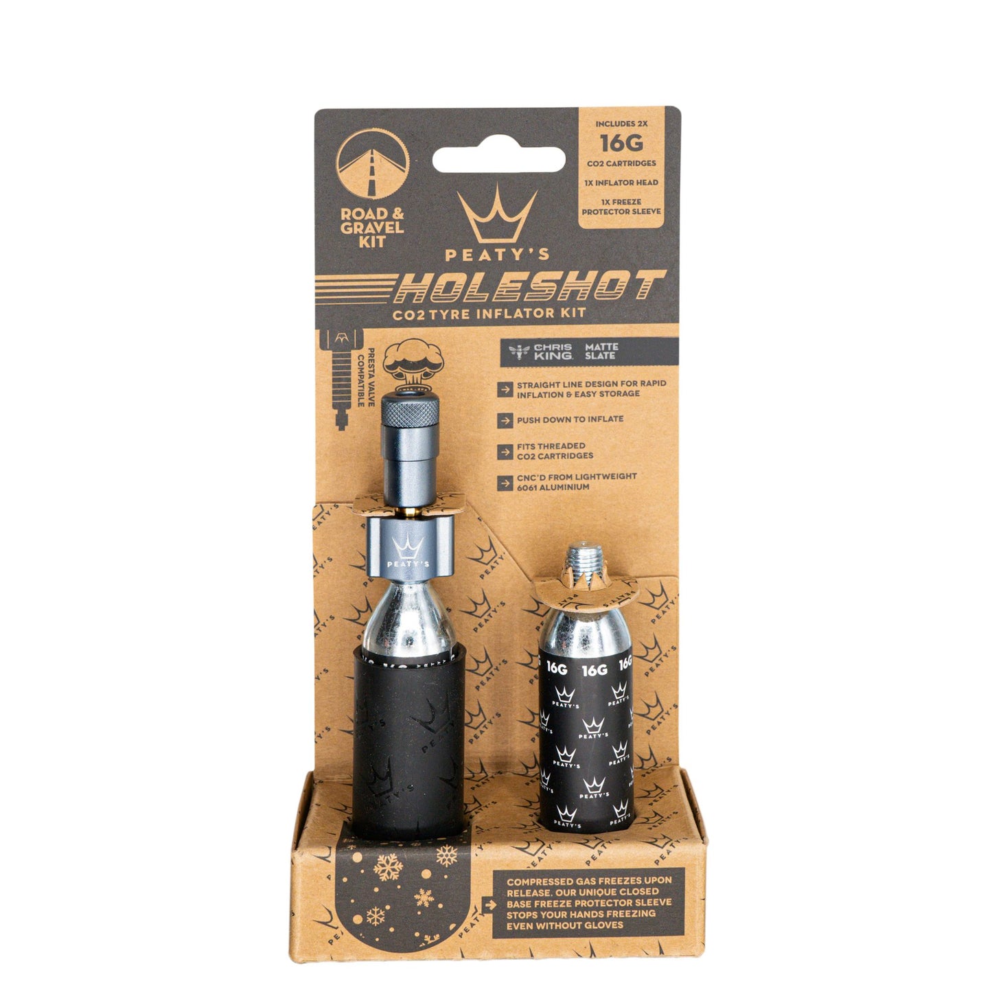 Peaty's Holeshot CO2 Gravel/Road Inflator w/Cart Slate