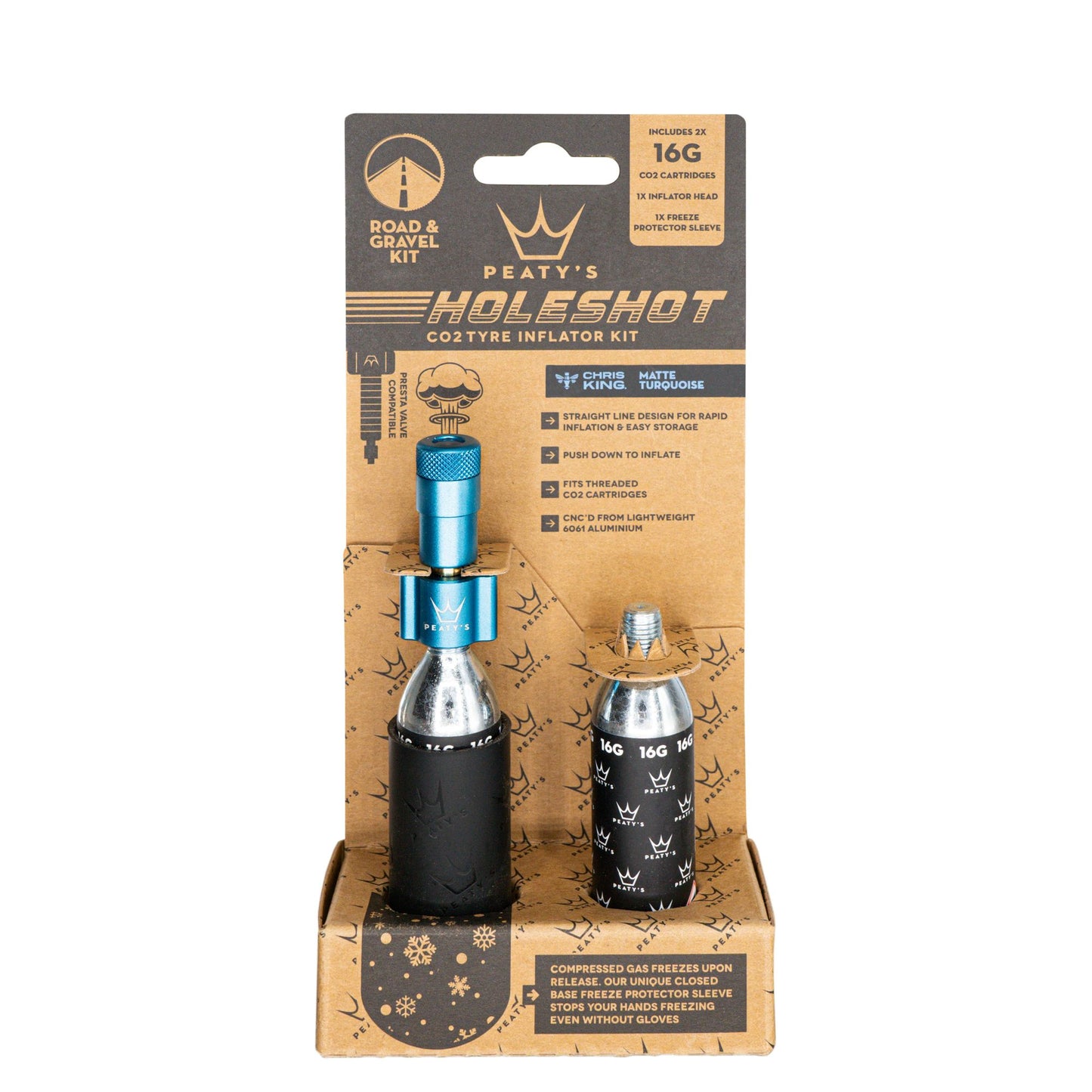 Peaty's Holeshot CO2 Gravel/Road Inflator w/Cart Turqse